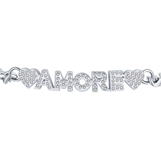 WOMEN'S STEEL LOVE BRACELET WITH WHITE CRYSTALS