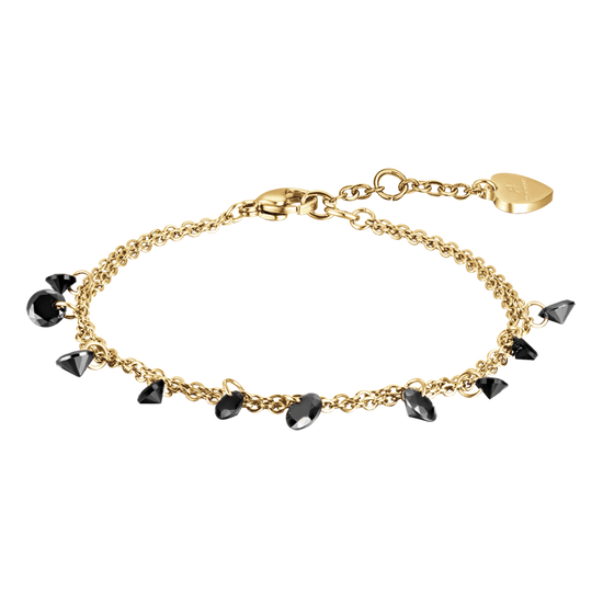 WOMAN'S GOLDEN STEEL BRACELET WITH BLACK CRYSTALS Luca Barra