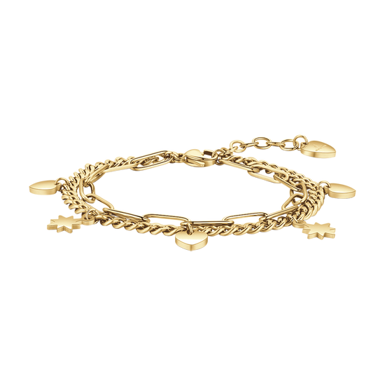WOMAN'S GOLDEN STEEL BRACELET WITH HEARTS AND STARS Luca Barra