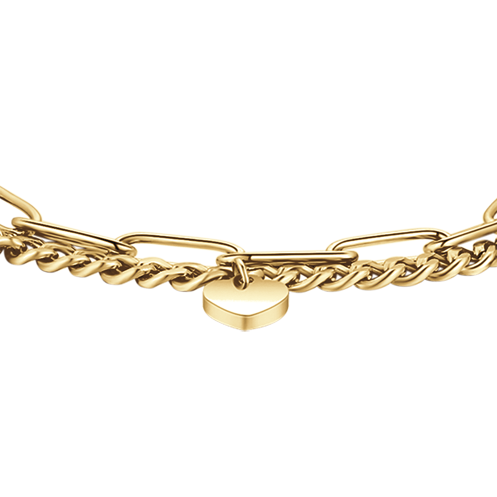 GOLD STEEL WOMEN'S BRACELET WITH HEARTS AND STARS