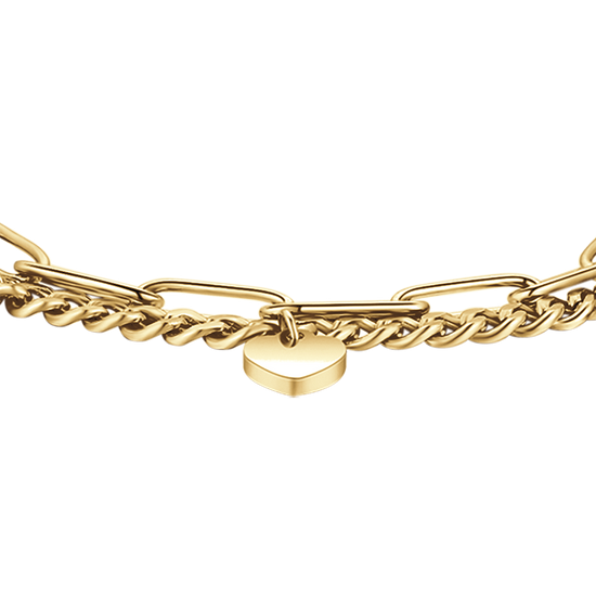 GOLD STEEL WOMEN'S BRACELET WITH HEARTS AND STARS