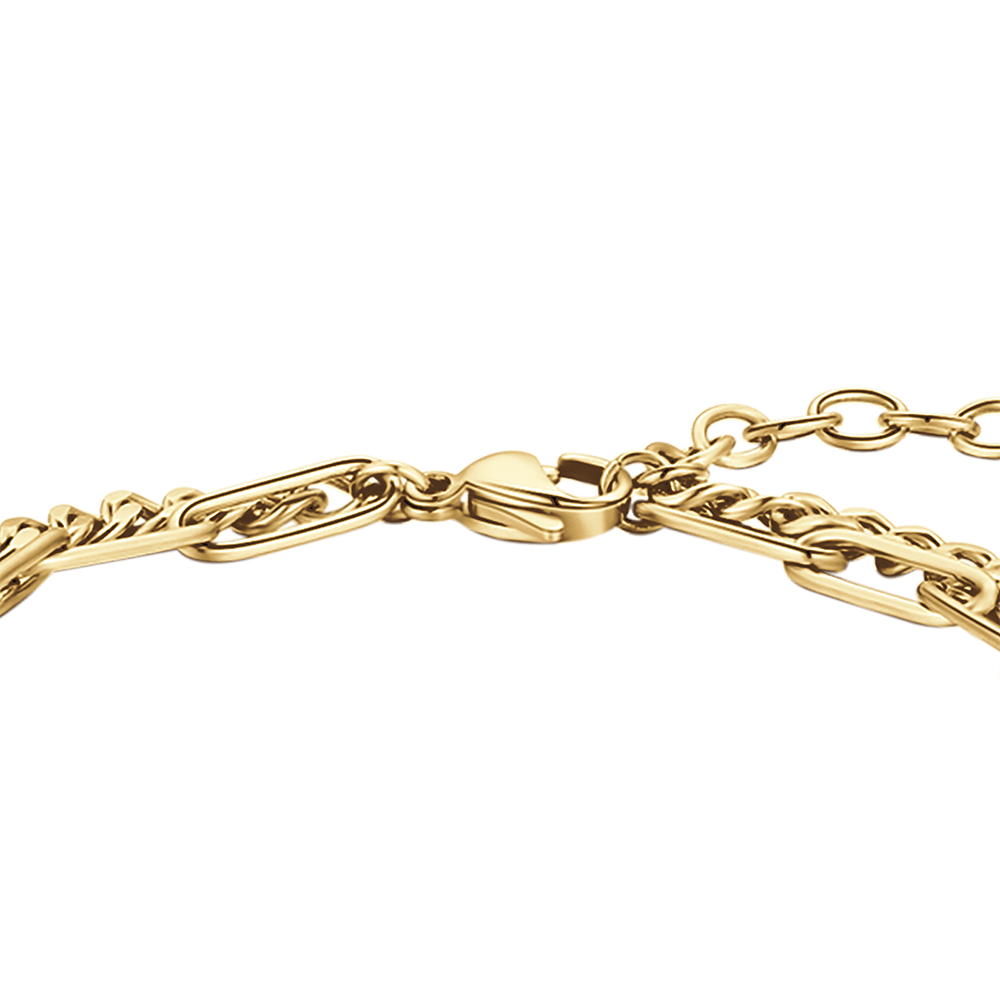 GOLD STEEL WOMEN'S BRACELET WITH HEARTS AND STARS