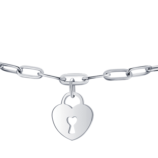 STEEL WOMEN'S BRACELET WITH MOON HEART PADLOCK AND STAR