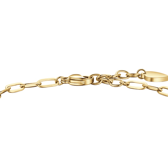 GOLD STEEL WOMEN'S BRACELET WITH HEART, BUTTERFLY AND FOUR-LEAF CLOVER