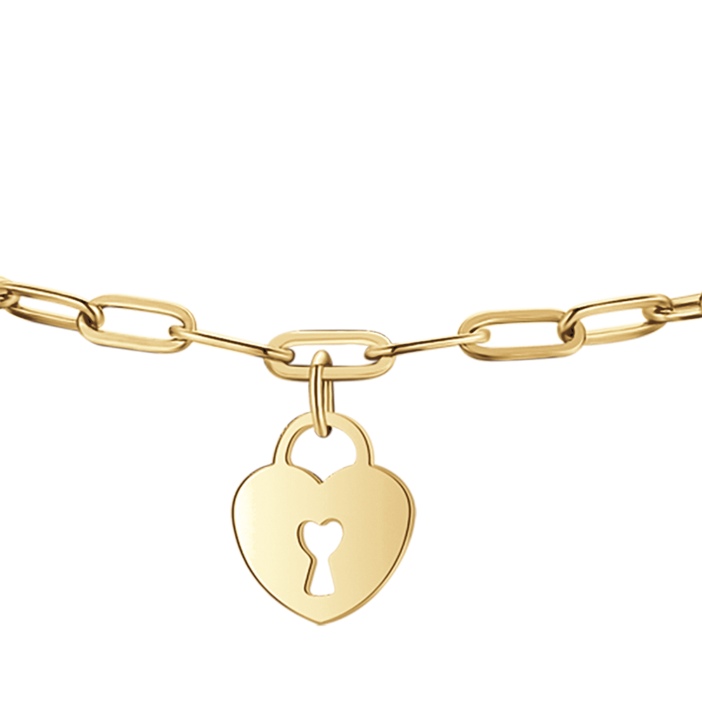 WOMAN'S GOLDEN STEEL BRACELET WITH MOON, HEART LUCKLE AND STAR Luca Barra