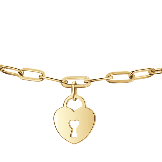 WOMAN'S GOLDEN STEEL BRACELET WITH MOON, HEART LUCKLE AND STAR Luca Barra