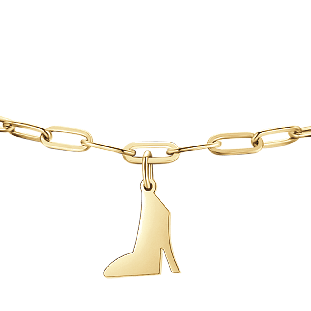 GOLD STEEL WOMEN'S BRACELET WITH HEART, SHOE AND STAR