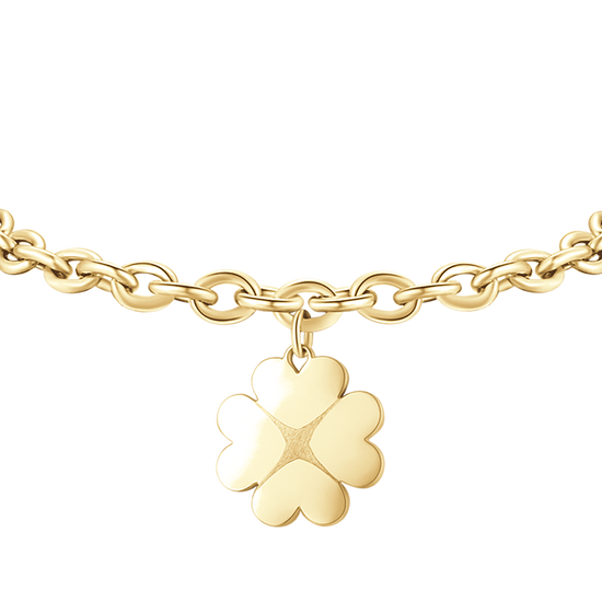 GOLD-PLATED STEEL WOMEN'S BRACELET WITH FOUR-LEAF CLOVER