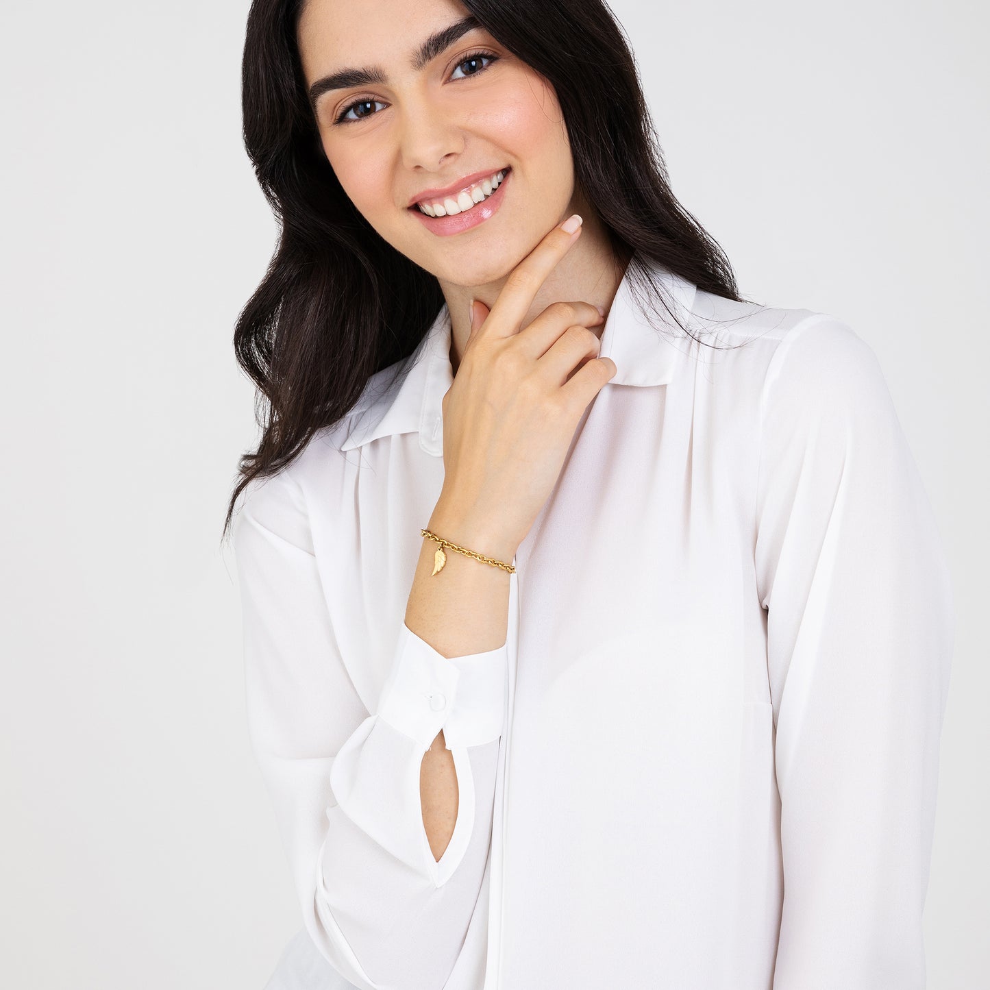 WOMEN'S GOLD-PLATED STEEL BRACELET WITH WING