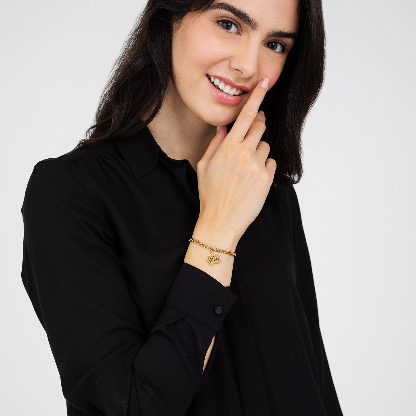 WOMEN'S GOLD-PLATED STEEL BRACELET WITH CROWN