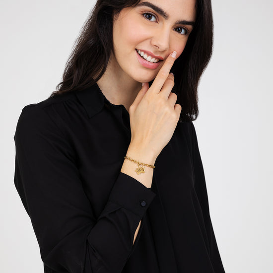 WOMEN'S GOLD-PLATED STEEL BRACELET WITH CROWN