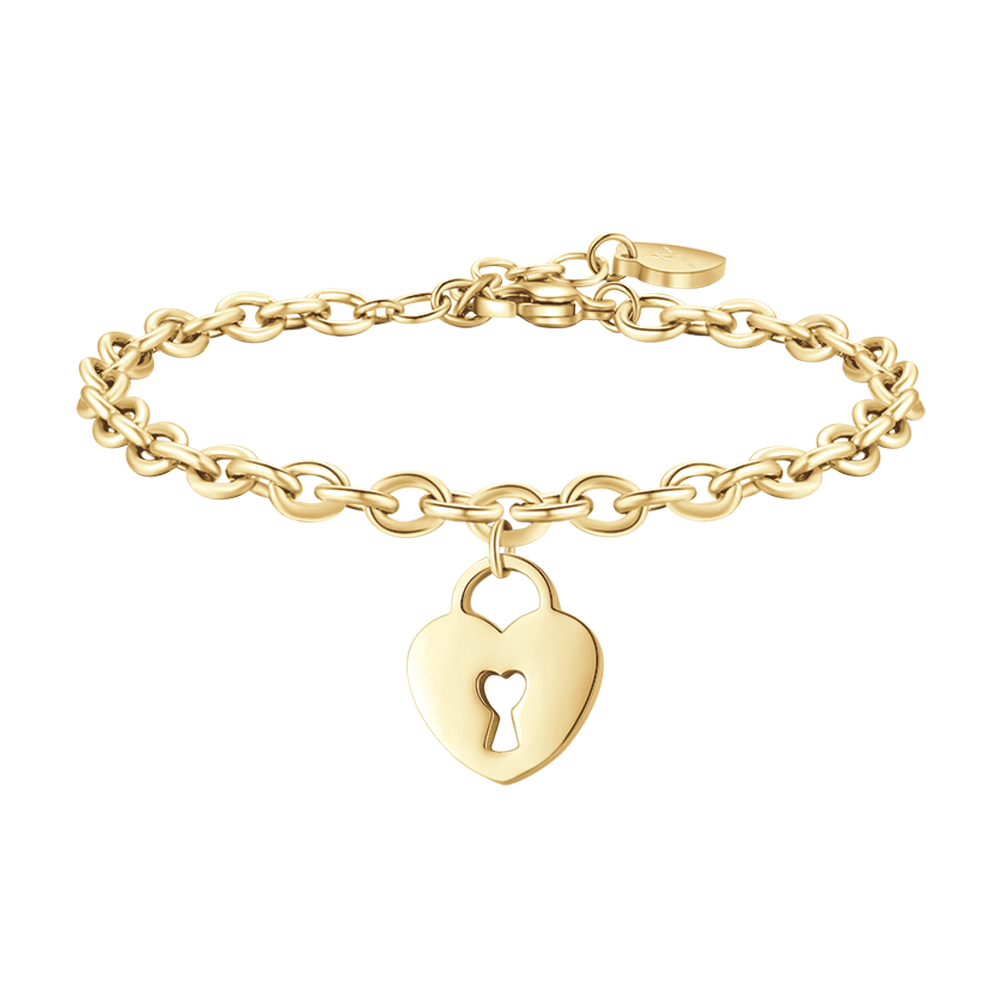 WOMAN'S GOLDEN STEEL BRACELET WITH HEART LUCKLE Luca Barra