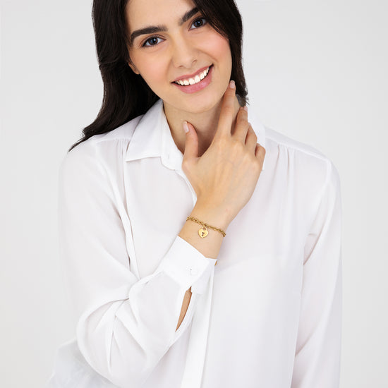 GOLD STEEL WOMEN'S BRACELET WITH HEART PADLOCK