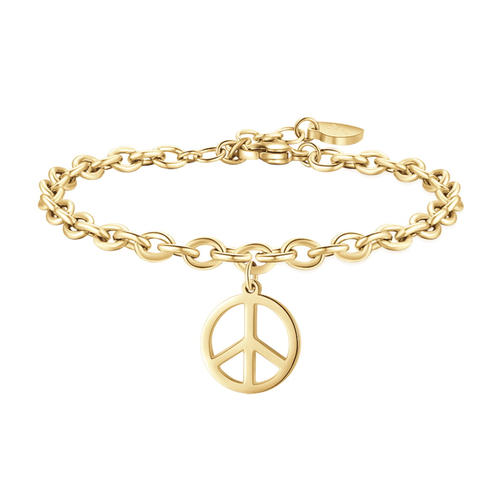 WOMAN'S GOLDEN STEEL BRACELET WITH PEACE SYMBOL Luca Barra