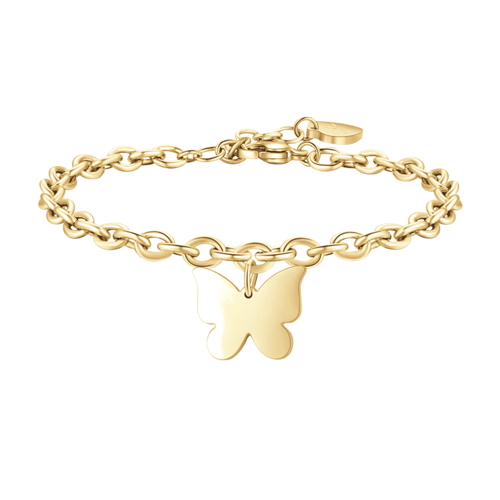 gold-plated steel women's bracelet with butterfly Luca Barra