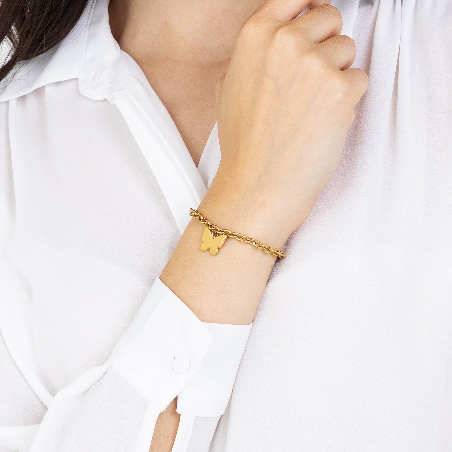 gold-plated steel women's bracelet with butterfly Luca Barra