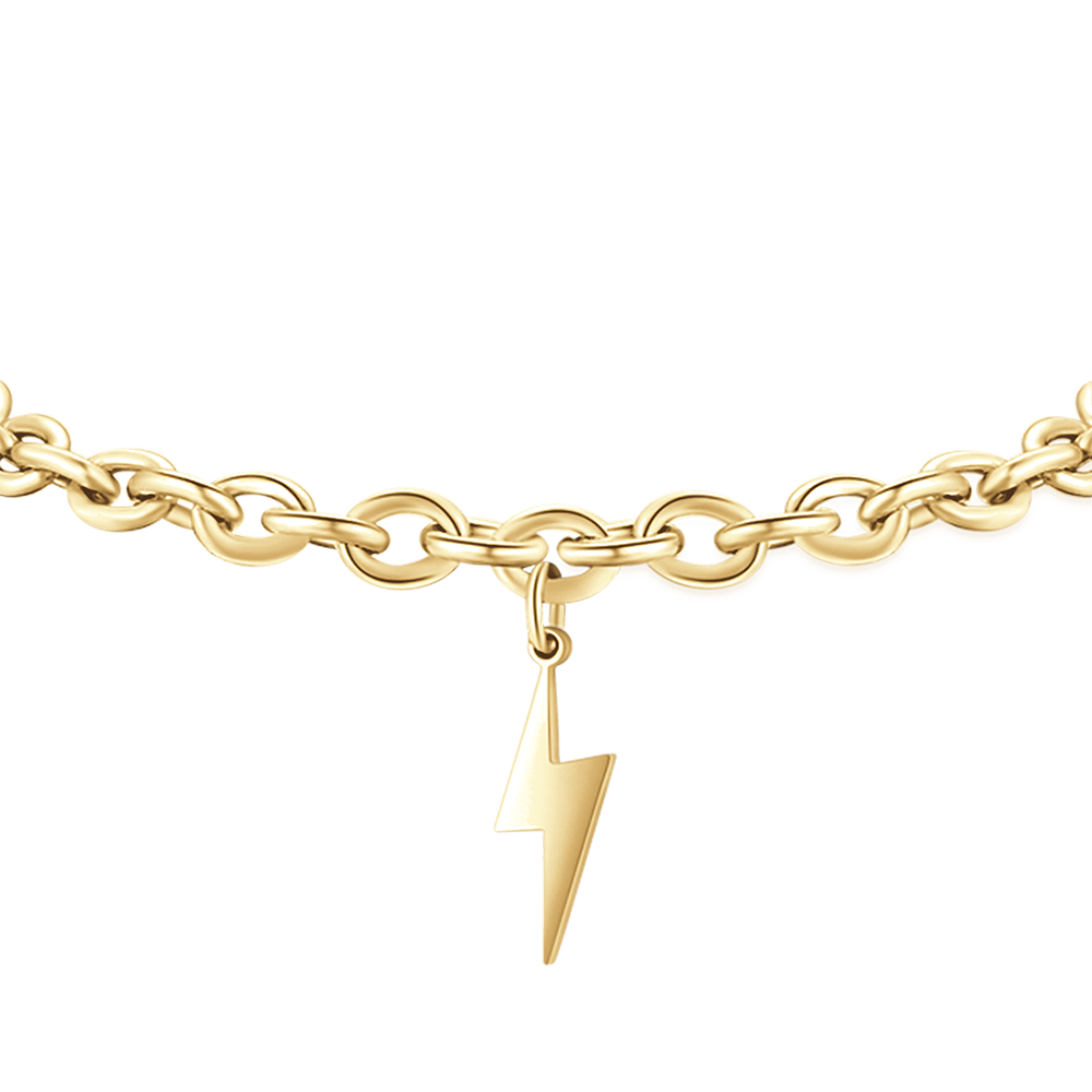 GOLD STEEL WOMEN'S BRACELET WITH LIGHTNING BOLT