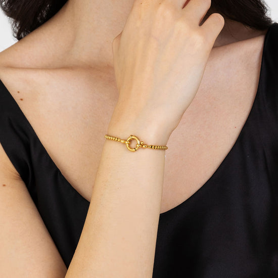 gold-plated steel women's bracelet with circle Luca Barra