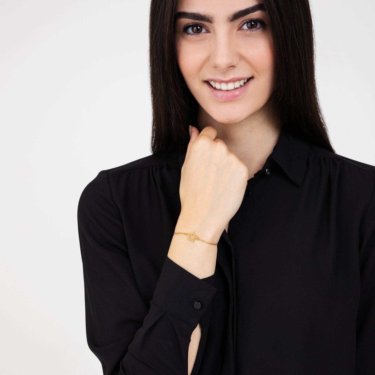 WOMEN'S GOLD-PLATED STEEL BRACELET WITH HOLLOW STAR