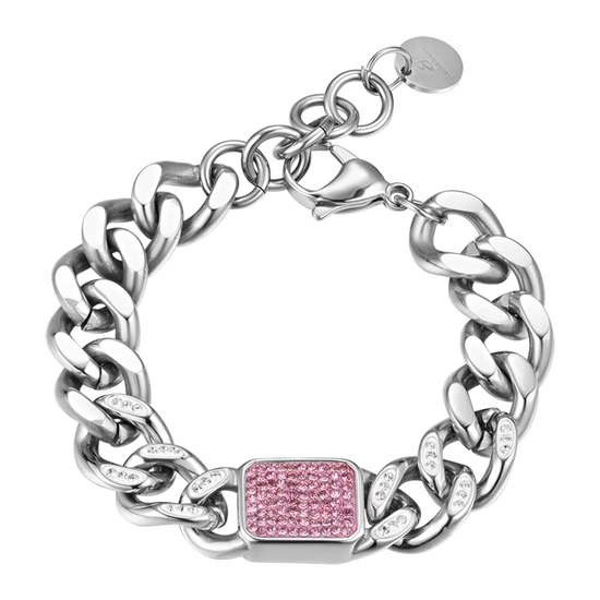 WOMAN'S BRACELET IN STEEL WITH FUCHSIA CRYSTALS Luca Barra