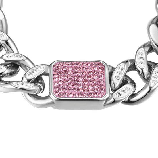 WOMEN'S STEEL BRACELET WITH FUCHSIA CRYSTALS