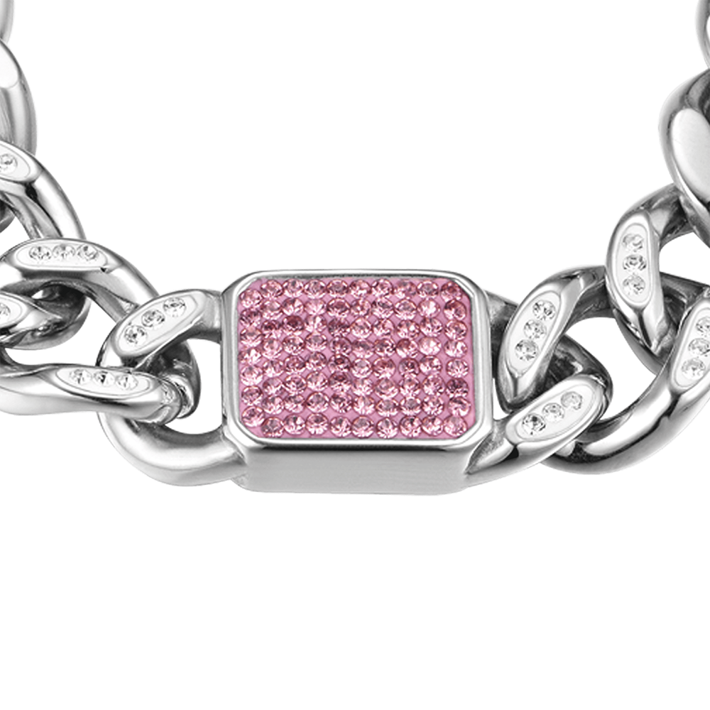 WOMEN'S STEEL BRACELET WITH FUCHSIA CRYSTALS