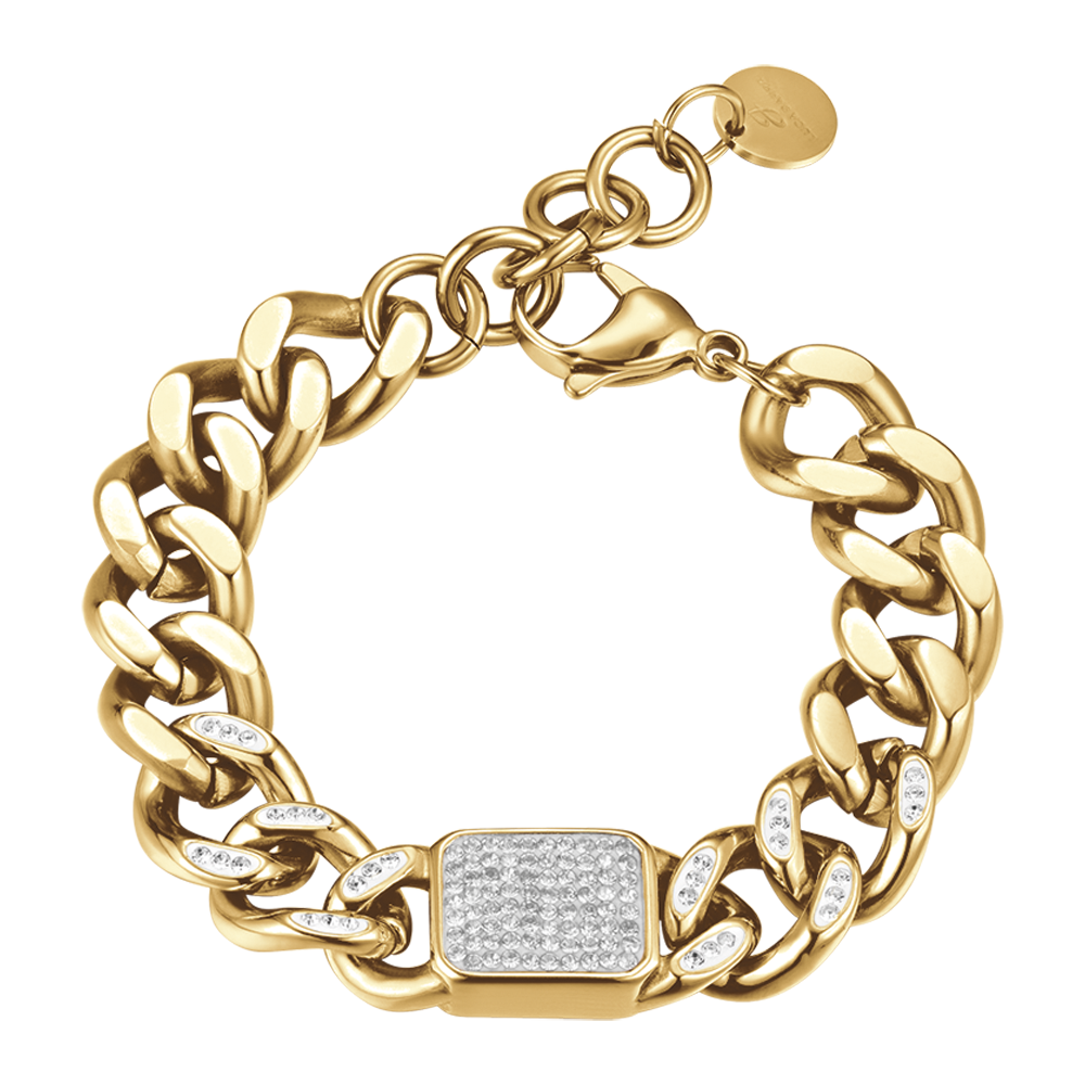 WOMAN'S BRACELET IN GOLDEN STEEL AND WHITE CRYSTALS Luca Barra