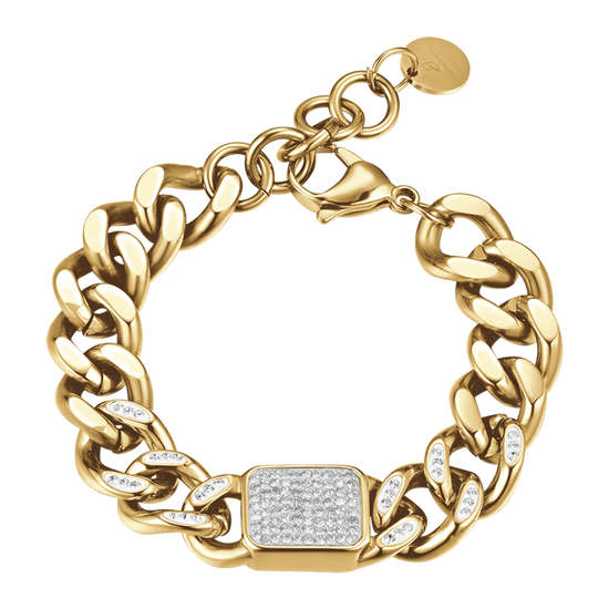 WOMAN'S BRACELET IN GOLDEN STEEL AND WHITE CRYSTALS Luca Barra