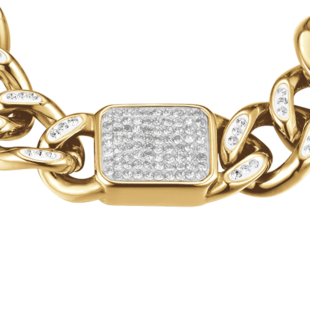 WOMAN'S BRACELET IN GOLDEN STEEL AND WHITE CRYSTALS Luca Barra