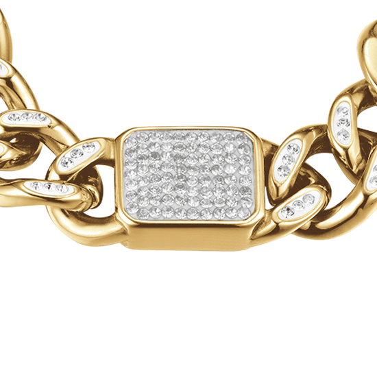 GOLD STEEL AND WHITE CRYSTAL WOMEN'S BRACELET
