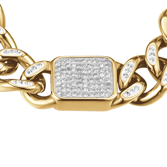 WOMAN'S BRACELET IN GOLDEN STEEL AND WHITE CRYSTALS Luca Barra