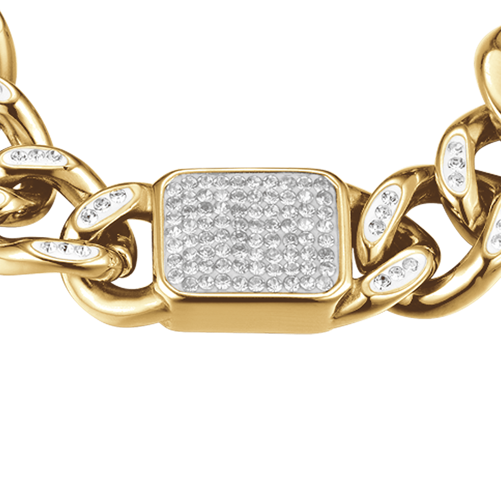 GOLD STEEL AND WHITE CRYSTAL WOMEN'S BRACELET
