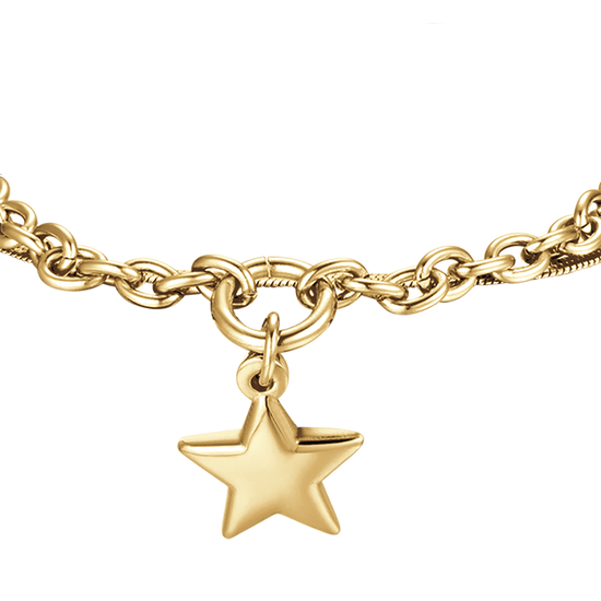 WOMEN'S IP GOLD STEEL BRACELET WITH STAR AND CIRCLE