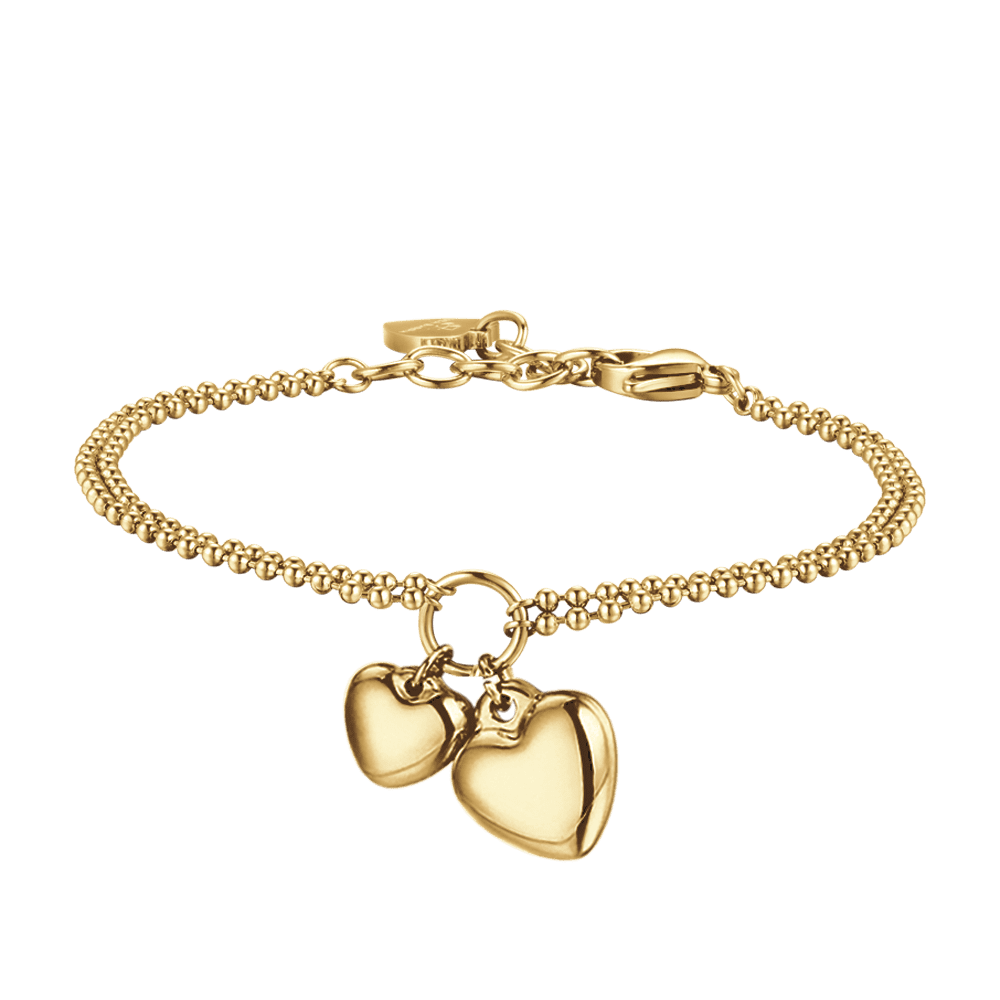 IP GOLD STEEL WOMEN'S BRACELET WITH HEARTS OF DIFFERENT SIZES
