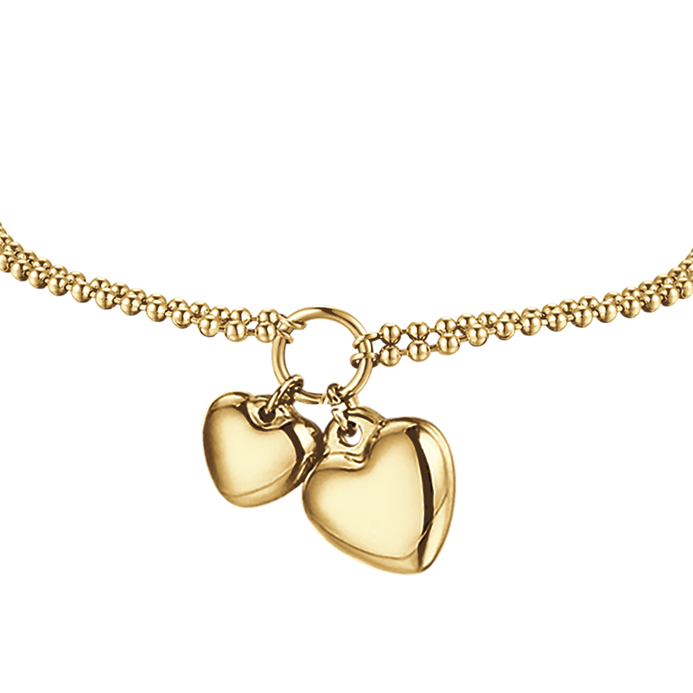 IP GOLD STEEL WOMEN'S BRACELET WITH HEARTS OF DIFFERENT SIZES