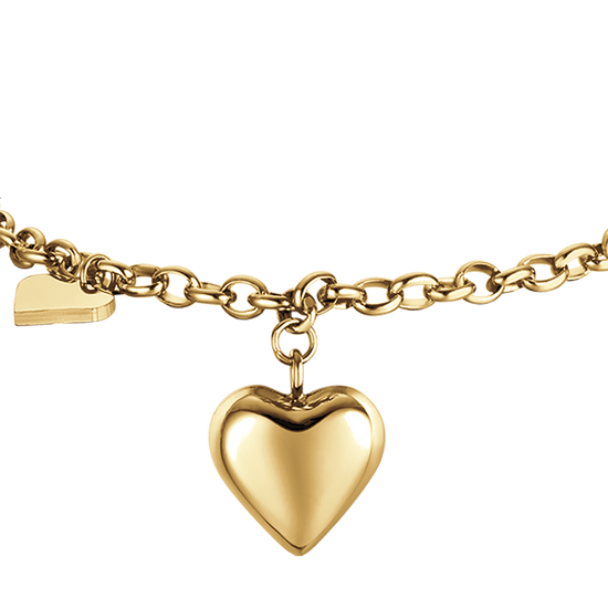WOMEN'S IP GOLD STEEL BRACELET WITH HEARTS