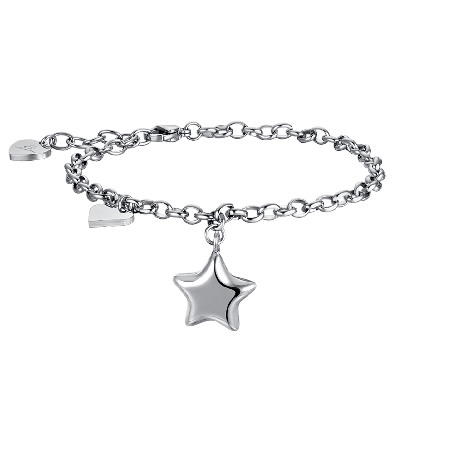 WOMEN'S IP GOLD STEEL BRACELET WITH STAR AND HEART