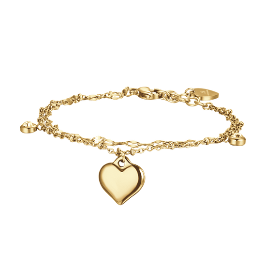 WOMAN'S BRACELET IN IP GOLD STEEL WITH HEART AND WHITE CRYSTALS Luca Barra