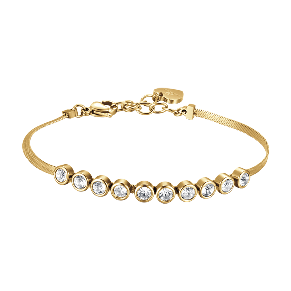 WOMAN'S BRACELET IN IP GOLD STEEL WITH WHITE STONES Luca Barra