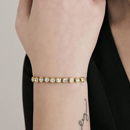 WOMAN'S BRACELET IN IP GOLD STEEL WITH WHITE STONES Luca Barra