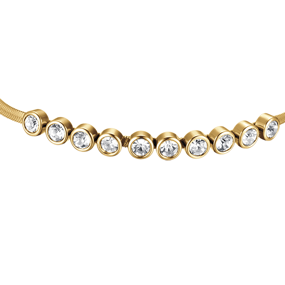 WOMAN'S BRACELET IN IP GOLD STEEL WITH WHITE STONES Luca Barra