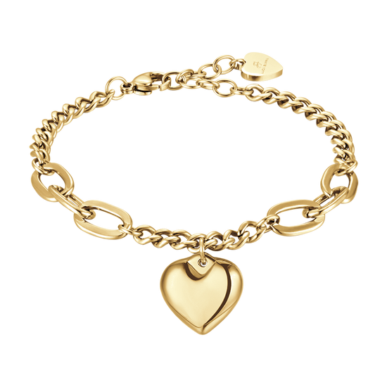 GOLD-PLATED STEEL WOMEN'S BRACELET WITH FULL HEART
