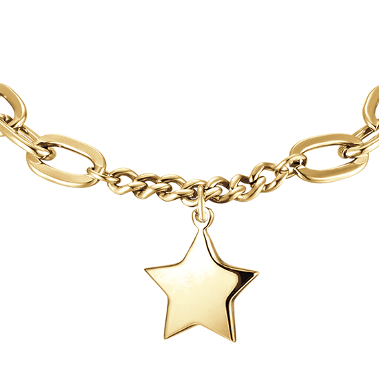 WOMEN'S IP GOLD STEEL BRACELET WITH FULL STAR