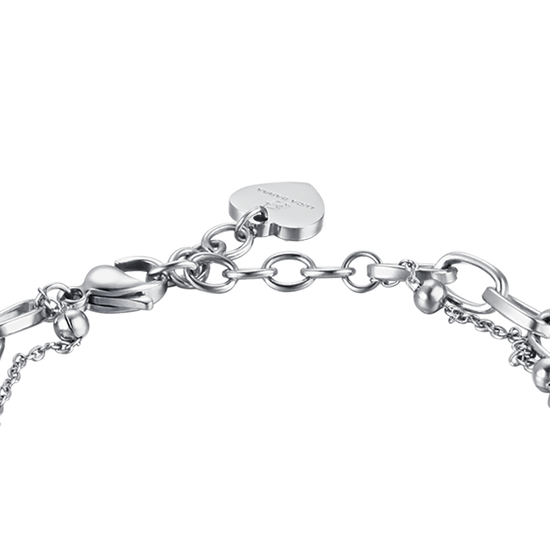 WOMEN'S STEEL BRACELET WITH HEART AND PEARLS