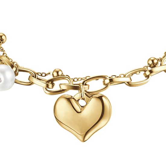 WOMAN'S BRACELET IN STEEL WITH HEART AND PEARLS Luca Barra