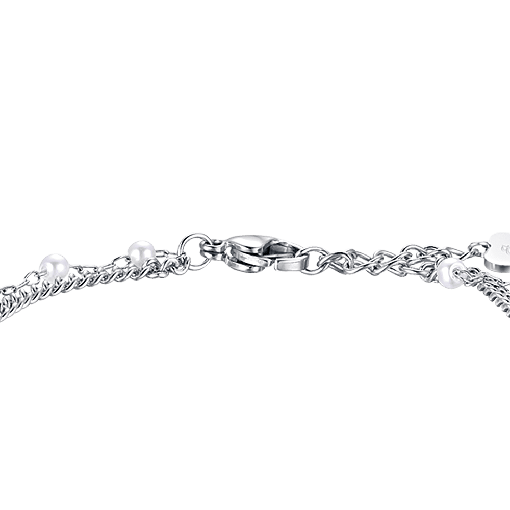 WOMEN'S IP GOLD STEEL BRACELET WITH FOUR-LEAF CLOVER