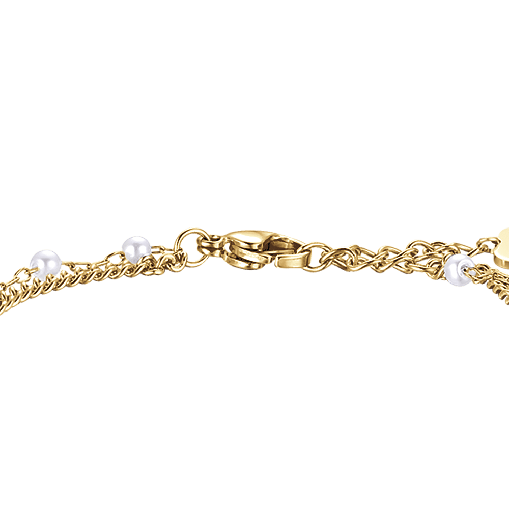 WOMEN'S IP GOLD STEEL BRACELET WITH FOUR-LEAF CLOVER