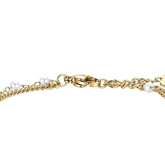 WOMEN'S IP GOLD STEEL BRACELET WITH FOUR-LEAF CLOVER
