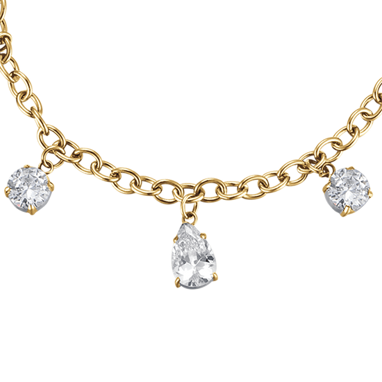 IP GOLD STEEL WOMEN'S BRACELET WITH WHITE CRYSTALS