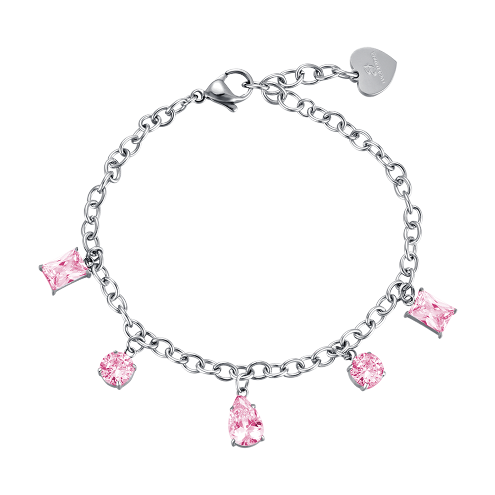 WOMAN'S BRACELET IN STEEL WITH PINK CRYSTALS Luca Barra